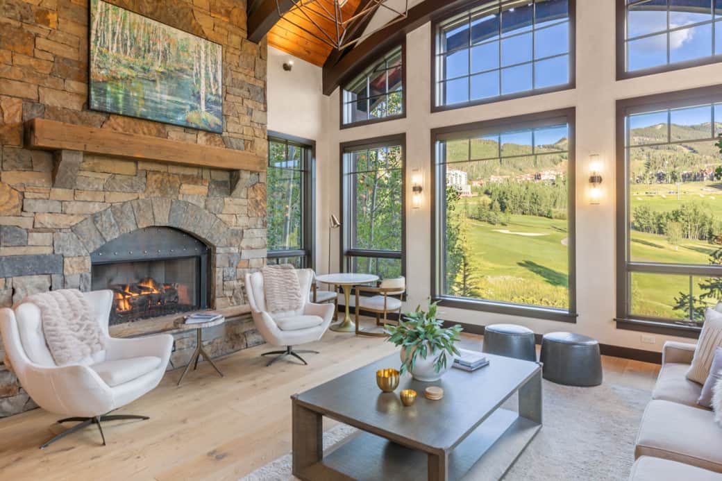 The main seating area at Vista Haus at Country Club overlooks the Telluride Golf Club The main seating area at Vista Haus at Country Club overlooks the Telluride Golf Club