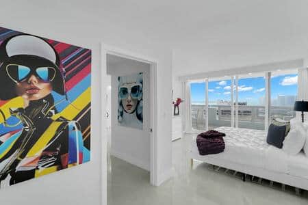 Master bedroom suite, king bed, Roku tv, balcony access, private bathroom