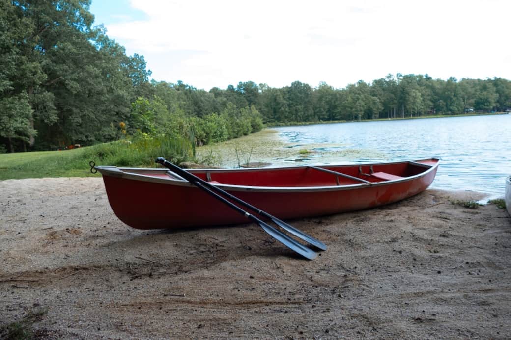 We keep 2 canoes on the property for guest use, along with oars and life vests. 