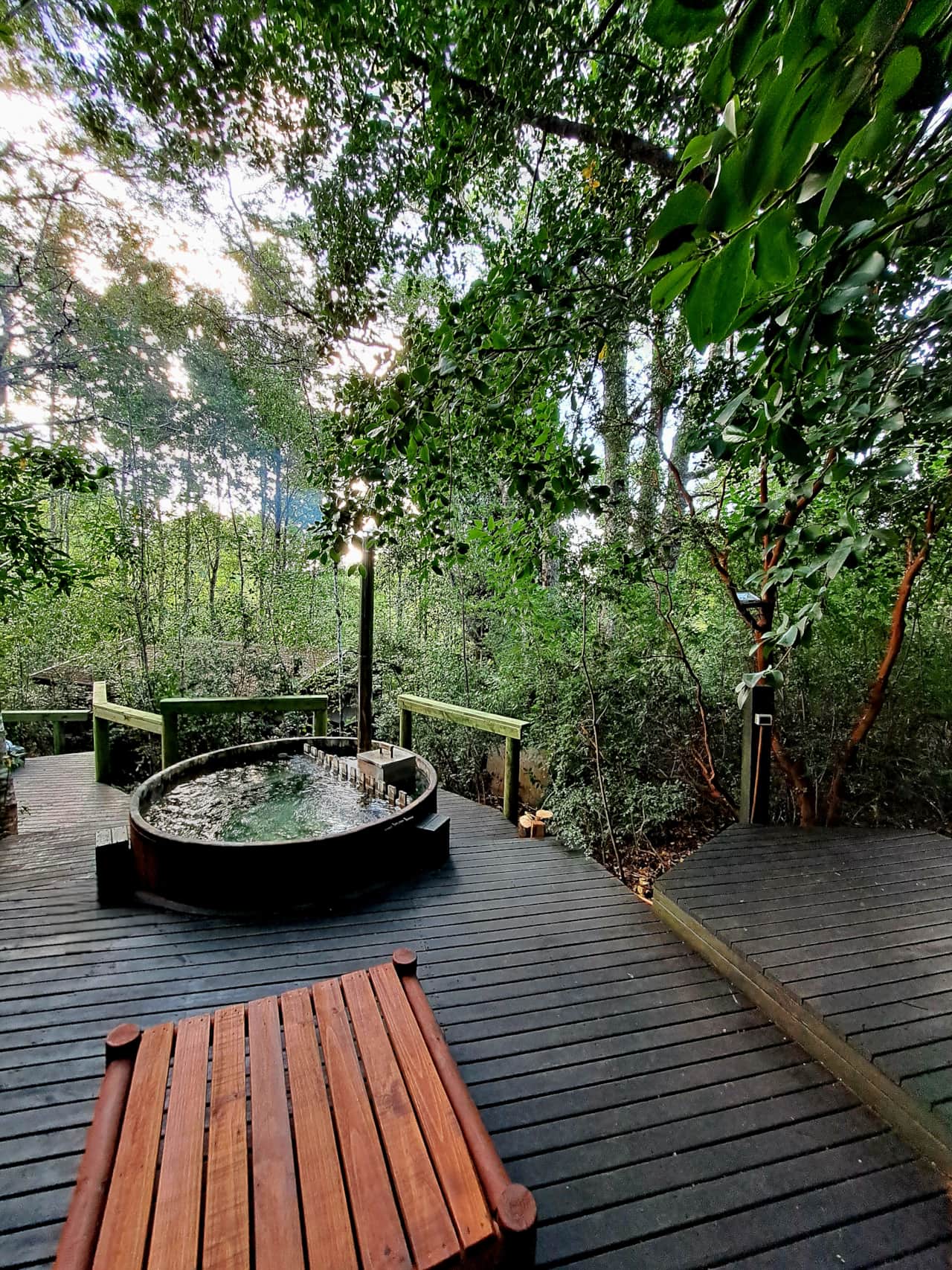 Tinas calientes en el bosque - Cabañas Domo Pucón ®