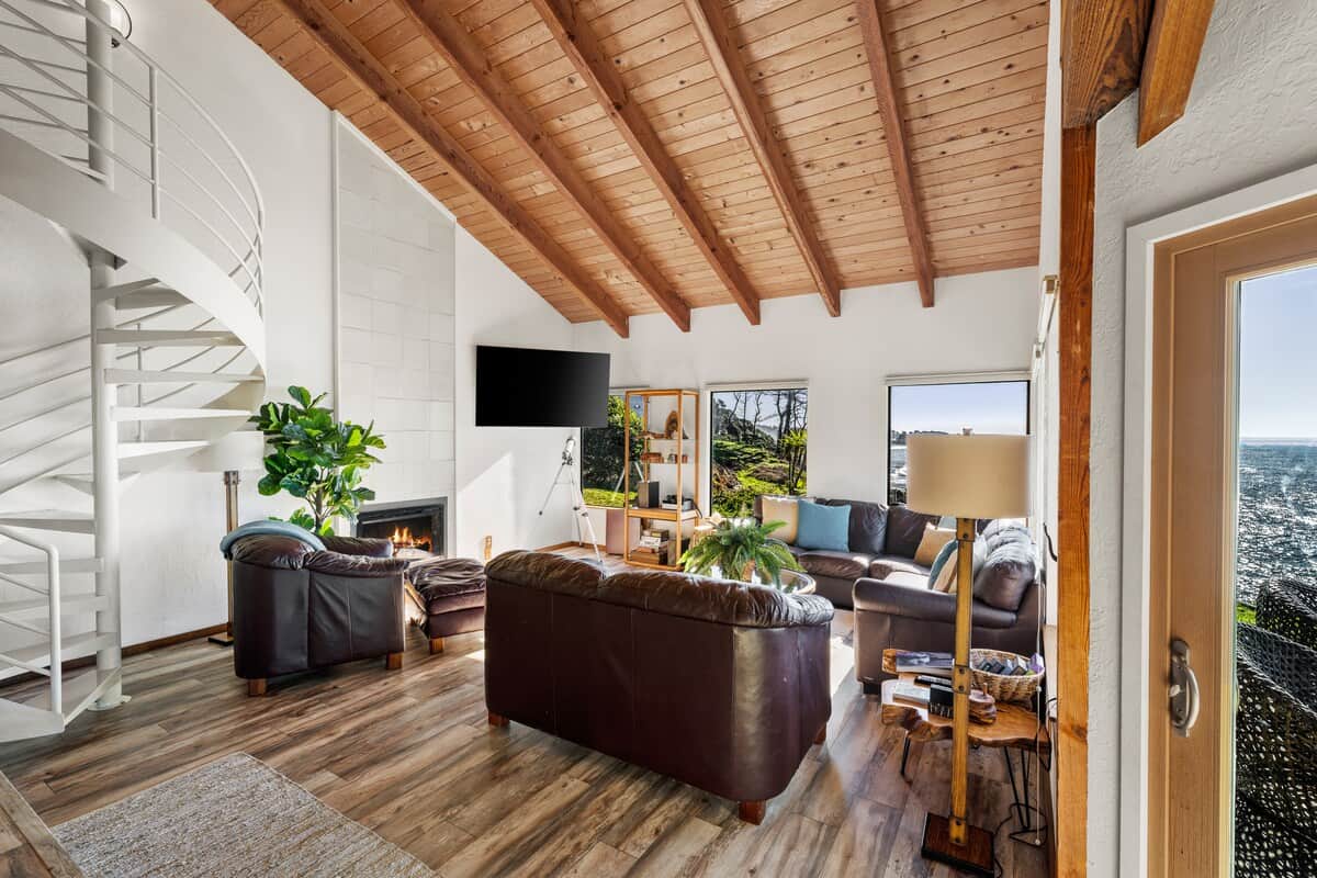 Living room with panoramic ocean views