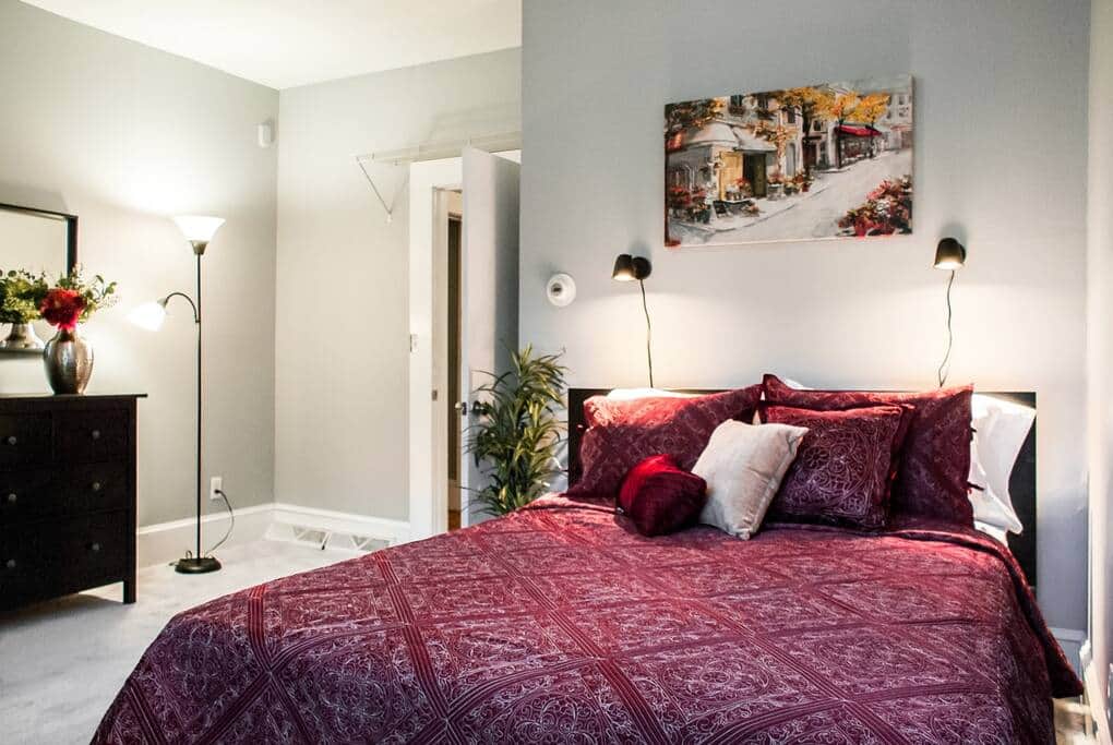 Spacious bedroom with queen bed
