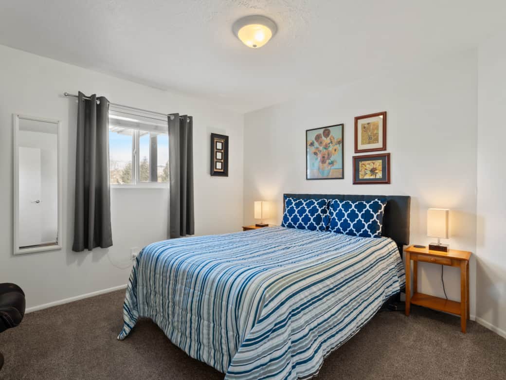 The upstairs has three private queen bedrooms.