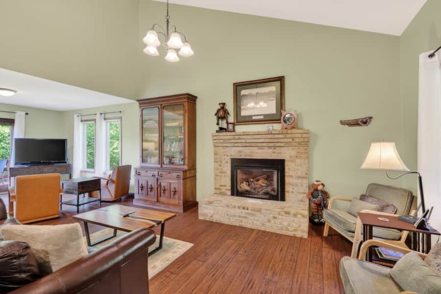 Living room and fireplace