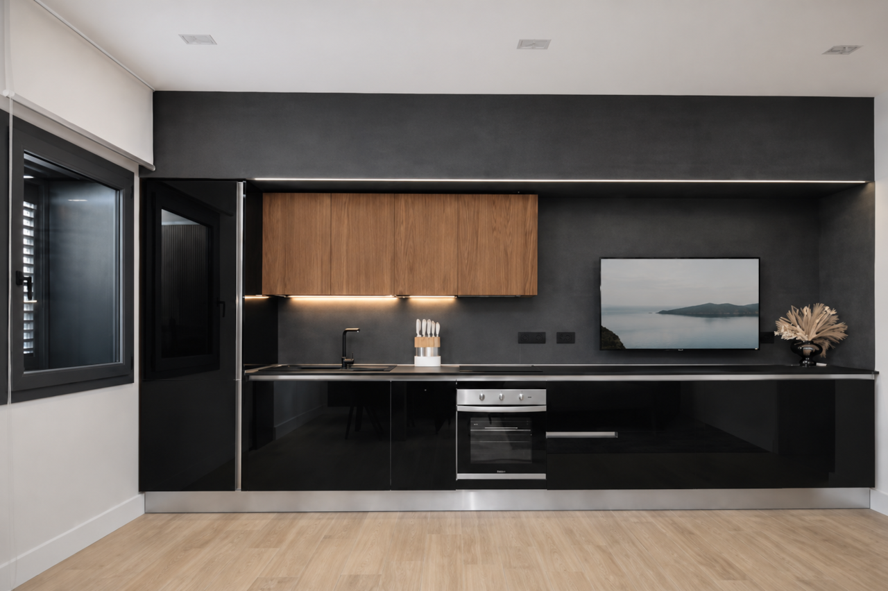 Monte nero luxury suite olbia modern black kitchen smart tv
