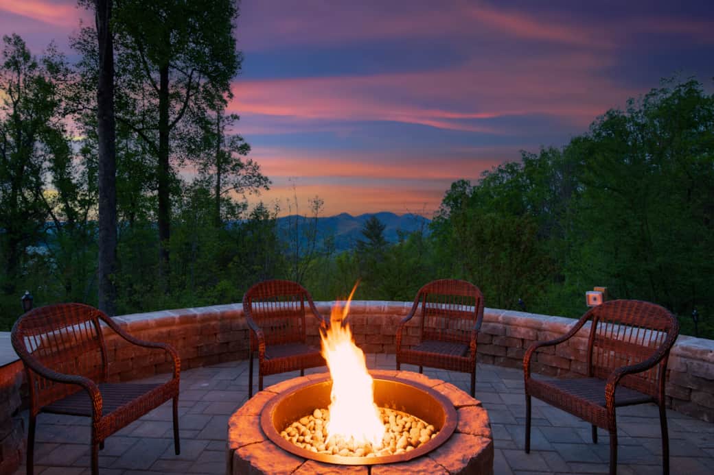Twilight ambiance by the fire pit