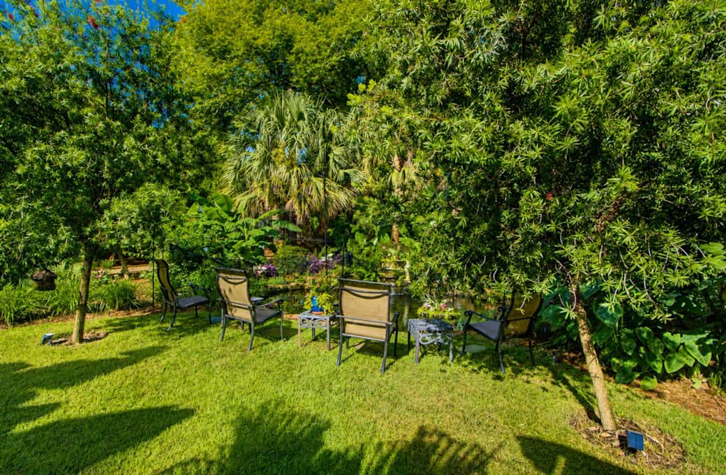 The pond is a great place to relax with a cup of coffee or a glass of wine