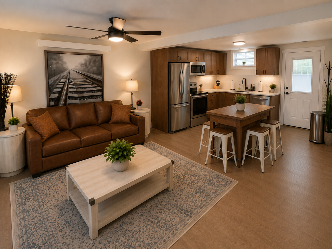 Living room and kitchen