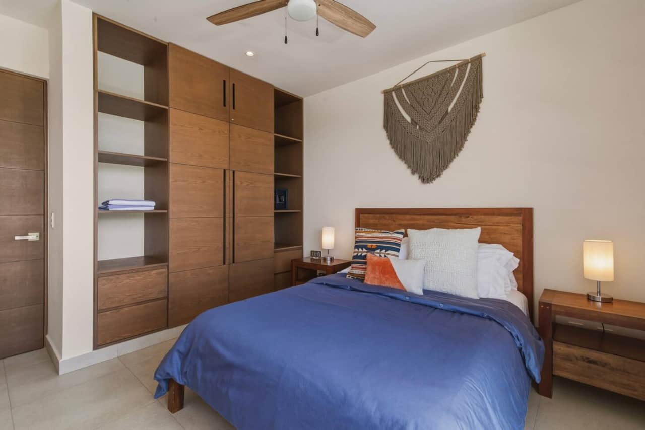 Not only does this bedroom feature a private balcony, A/C, ceiling fan, room-darkening shades, and a comfy queen bed, it also includes a full wardrobe, in-room safe, and beach towels for your convenience.
