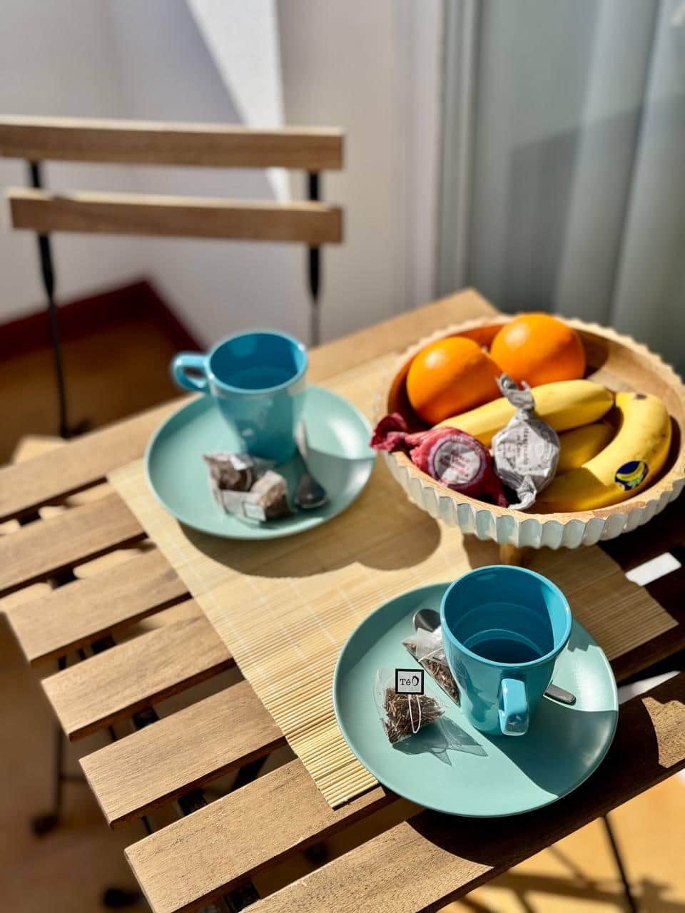 Start your day with breakfast on cozy sunlit balcony