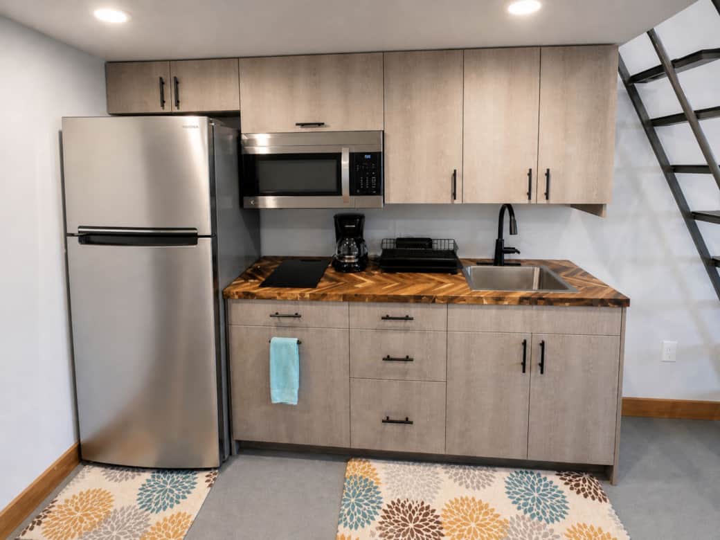 Fully equipped modern kitchen with stainless steel appliances in the Black Hills, SD.