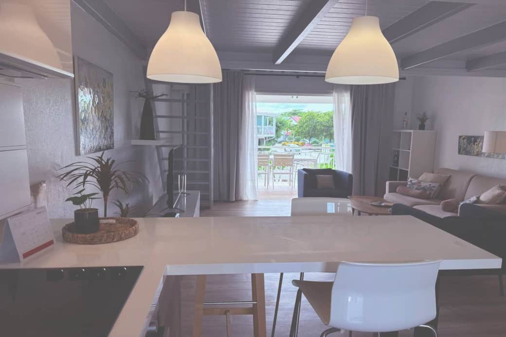 View from the kitchen to the living room Beach Loft