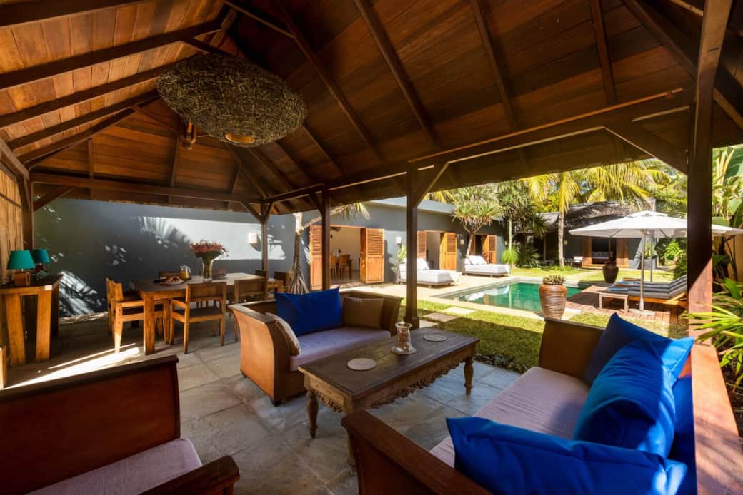 Spacious open-air patio, overlooking garden and pool Spacious open-air patio, overlooking garden and pool