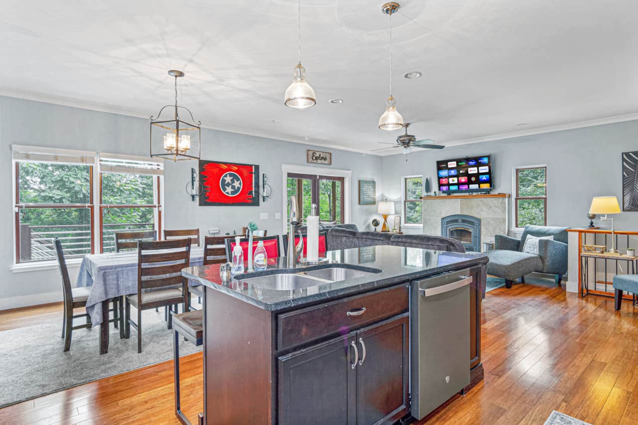 Upper- Living Room with Queen Pull-out & Large 4K TV