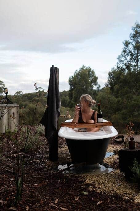 Bathe under the stars or watch the sun go down looking out over the dams and forest beyond Bathe under the stars or watch the sun go down looking out over the dams and forest beyond
