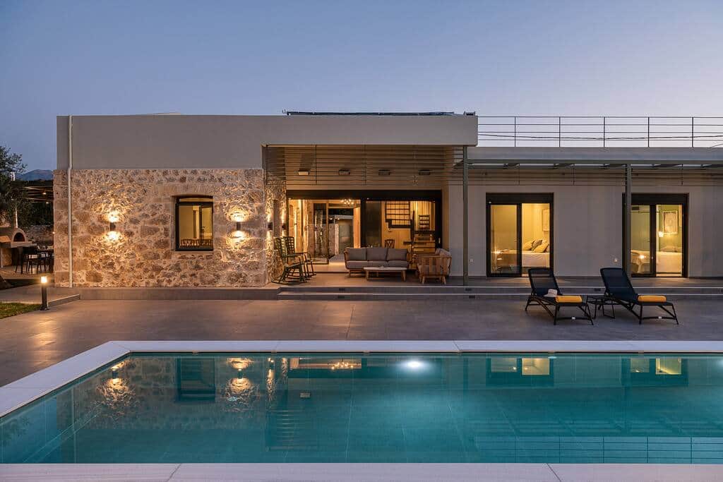 Pool area in the evening