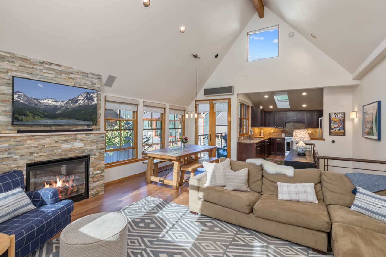 The great room on the top floor allows for plenty of space to entertain and relax