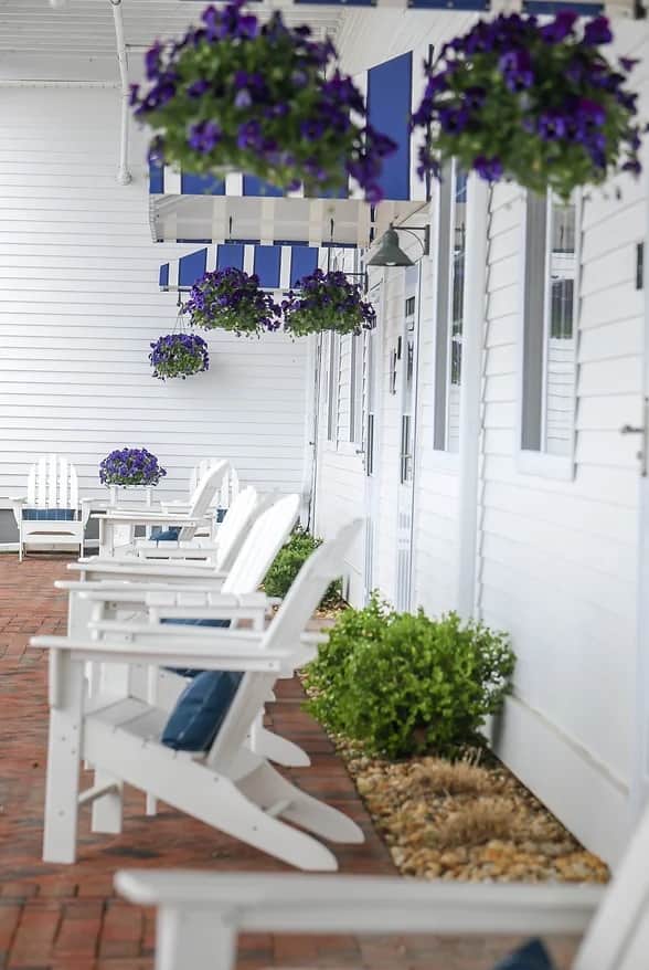 Patio with two chairs and table