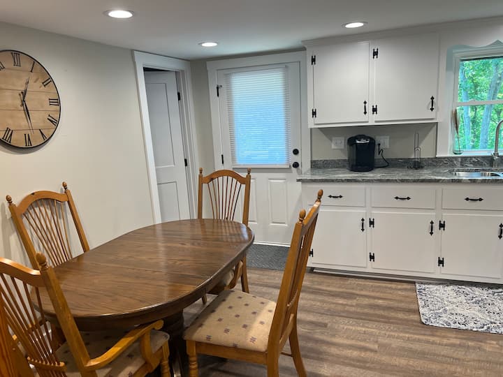 Sip your morning coffee or enjoy a snack in this eat-in kitchen. 