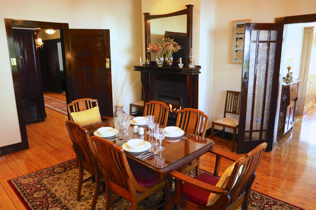 Elegant dining by the fire