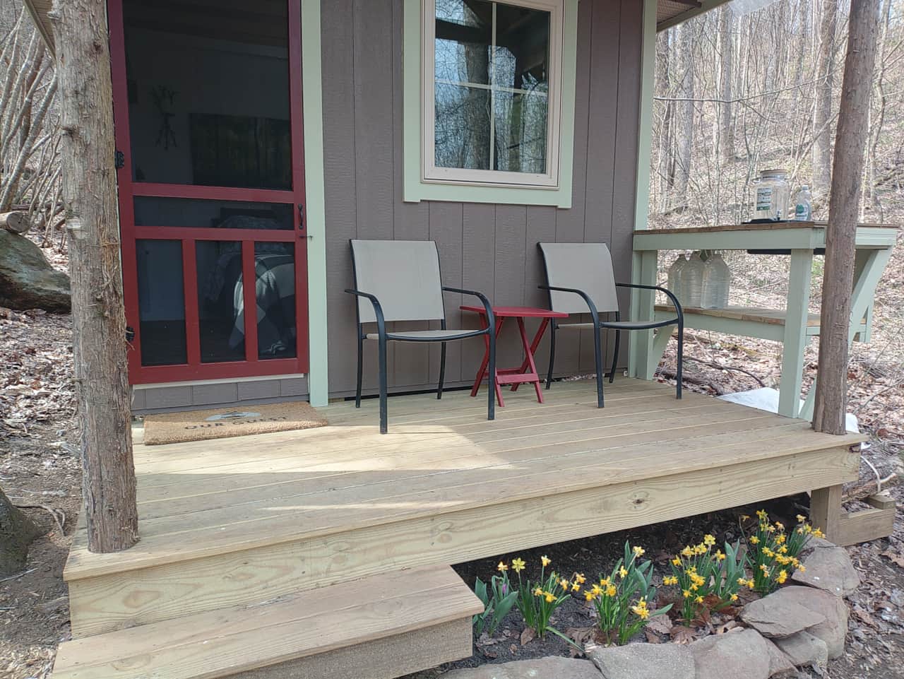 Front porch with handwashing station