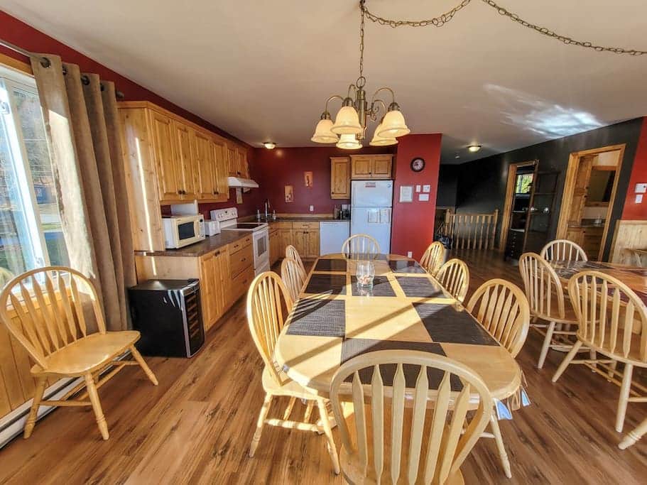 Dining tables and kitchen