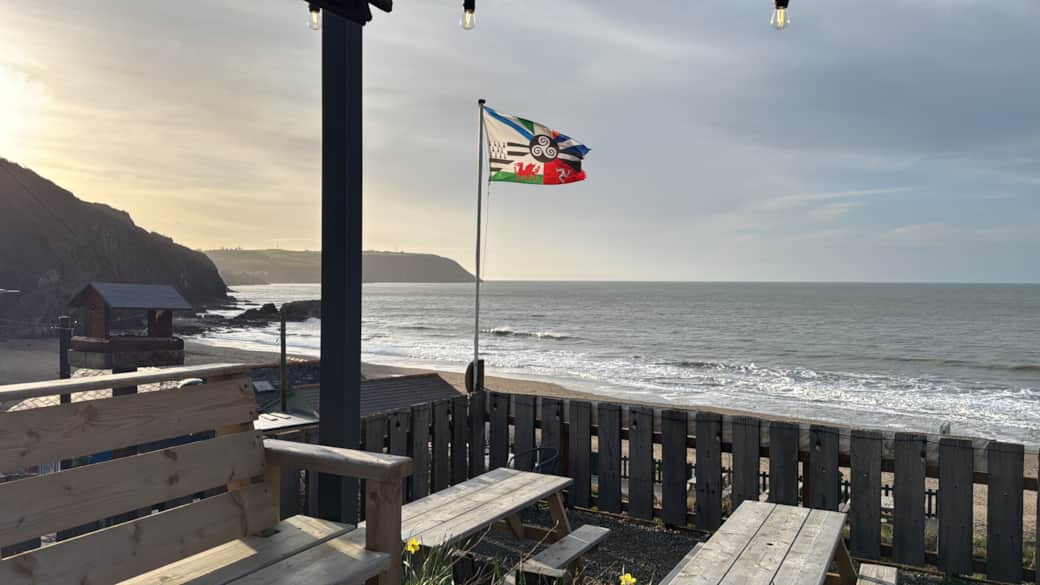 Private decking with stunning Cardigan Bay views