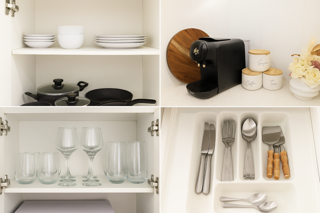 Kitchen Inclusions: Fully equipped with appliances and cookware 