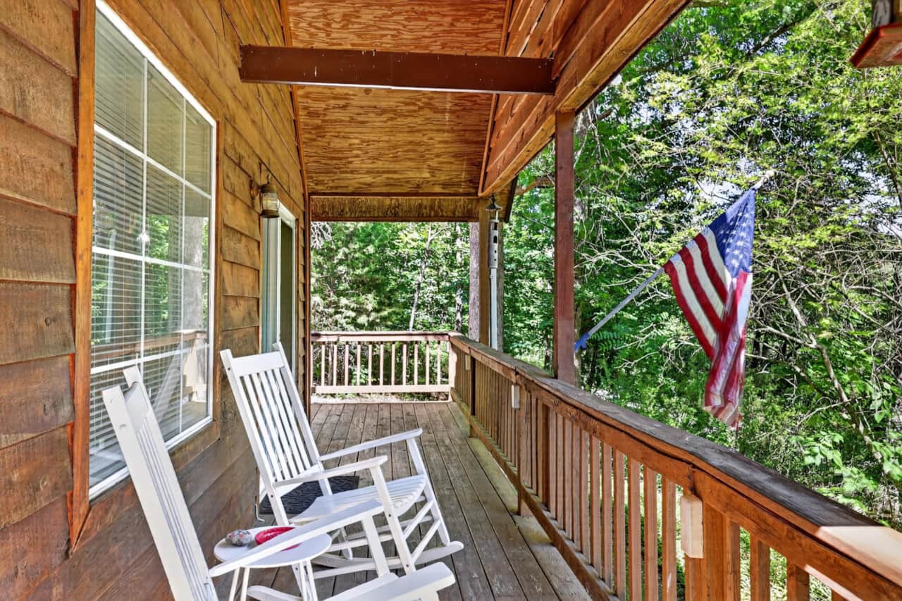 relax while rocking on the covered porch