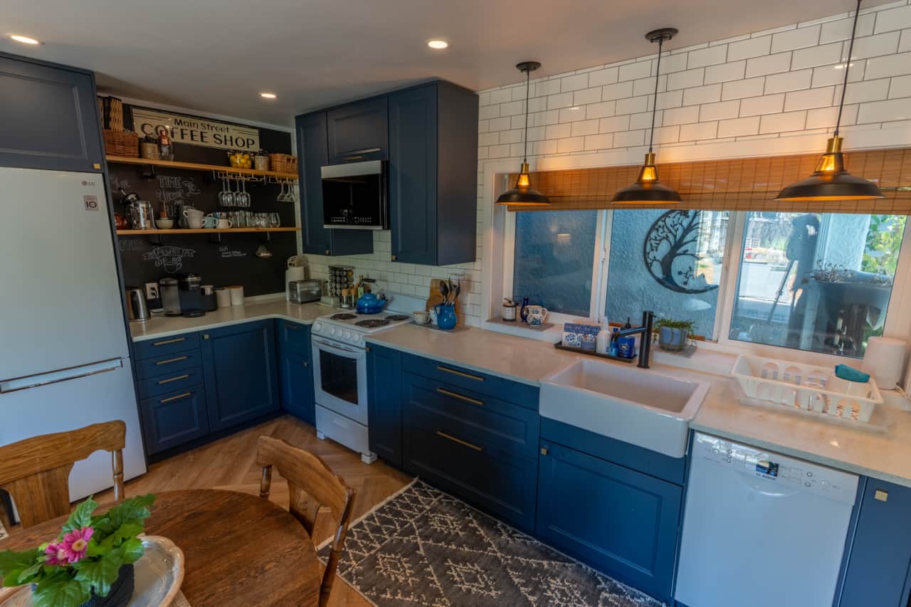 Fully-stocked kitchen.