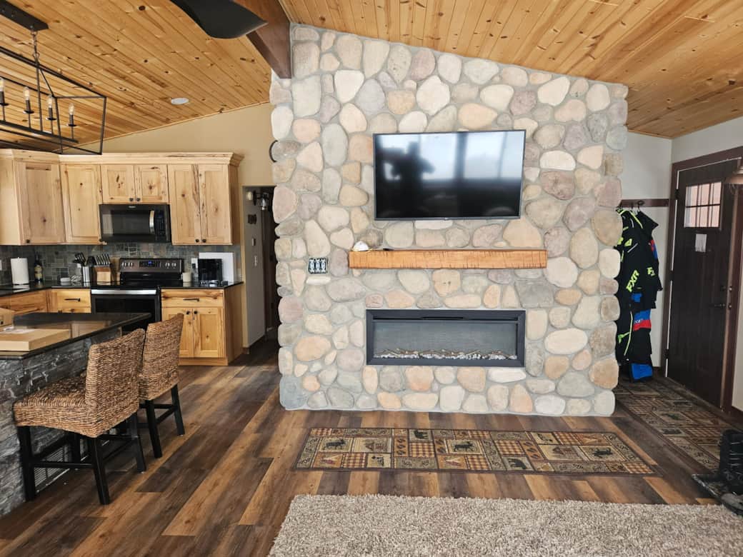 New stone fireplace just installed 1/2026