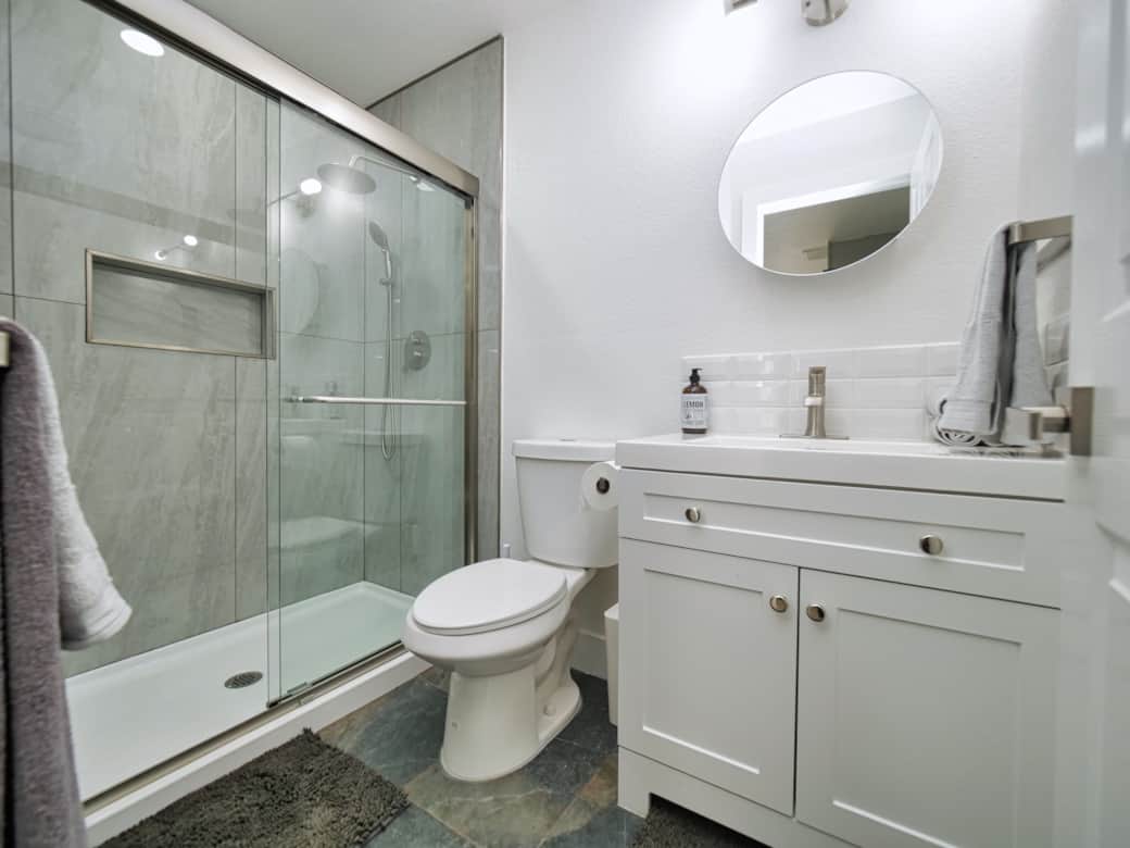 Start your day off right with a refreshing shower in our clean and bright bathroom. 