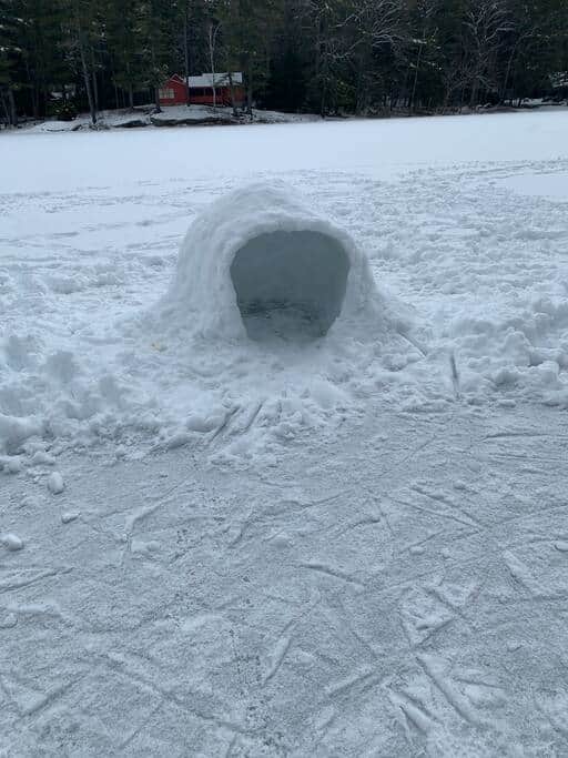 Igloo built on the frozen lake Igloo built on the frozen lake