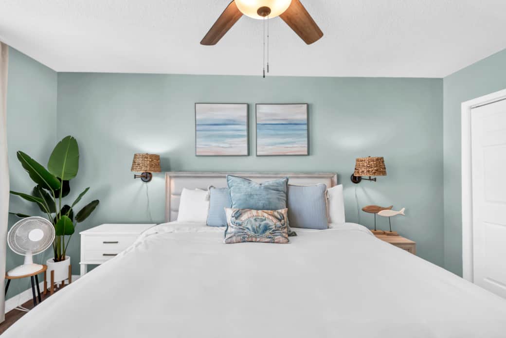 King bed with charging stations on both bedside tables King bed with charging stations on both bedside tables