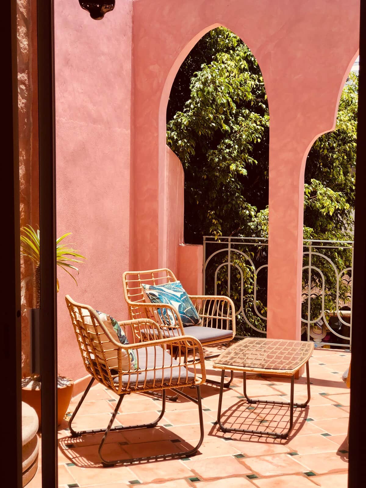 Private Outside terrace overlooking the street and town. 