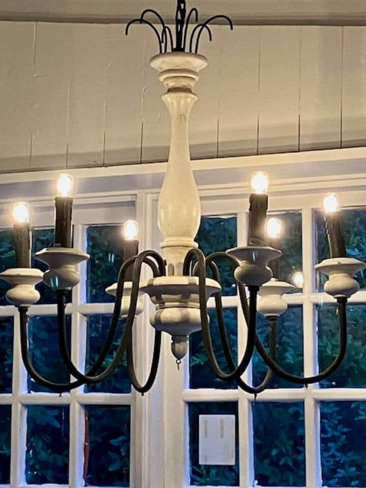 My beautiful chandelier provides intimate lighting for your dining delight My beautiful chandelier provides intimate lighting for your dining delight