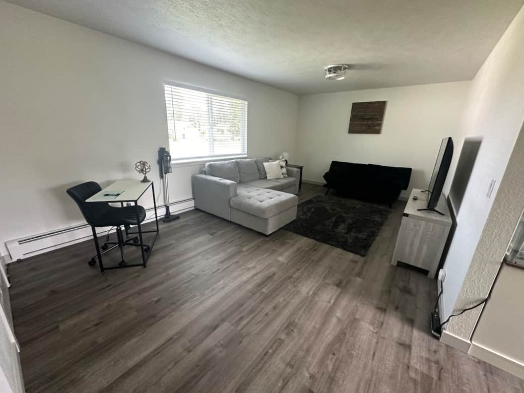 Comfortable couch and futon, both pull out into beds.