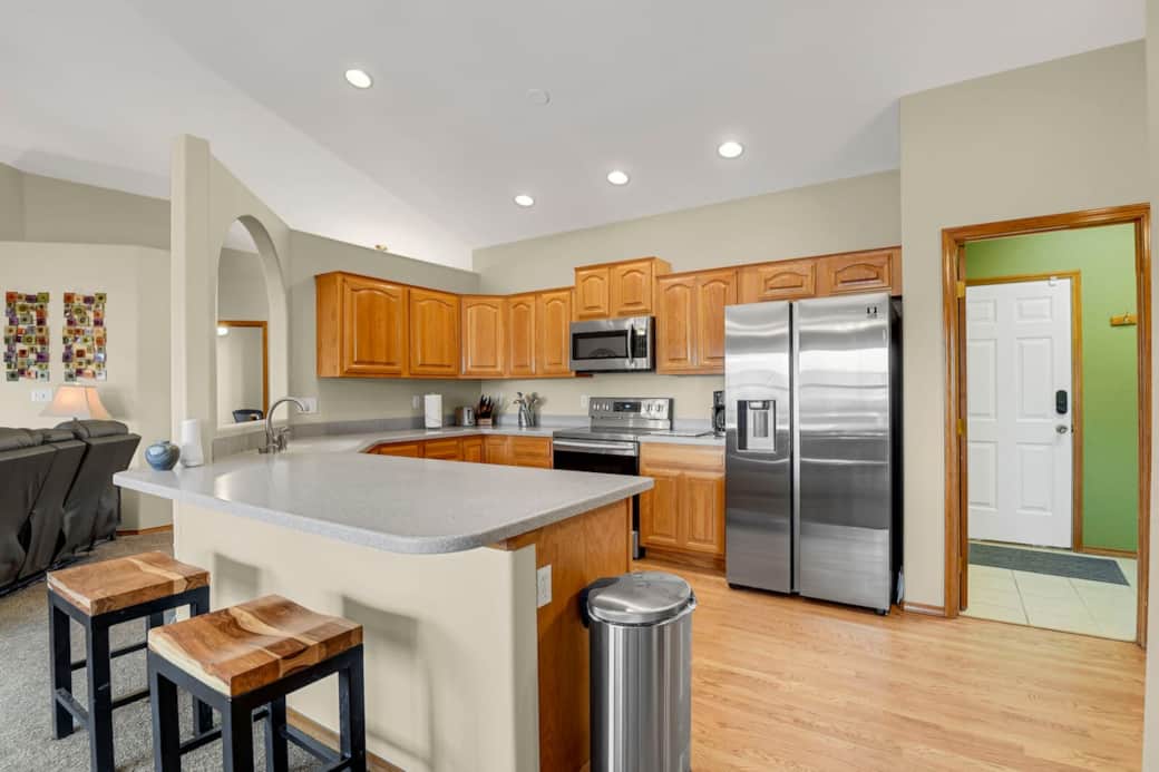 Kitchen area with additional seating 