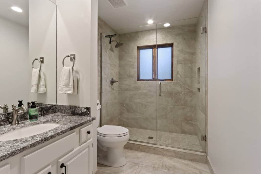 Bathroom across from bedroom on first floor.