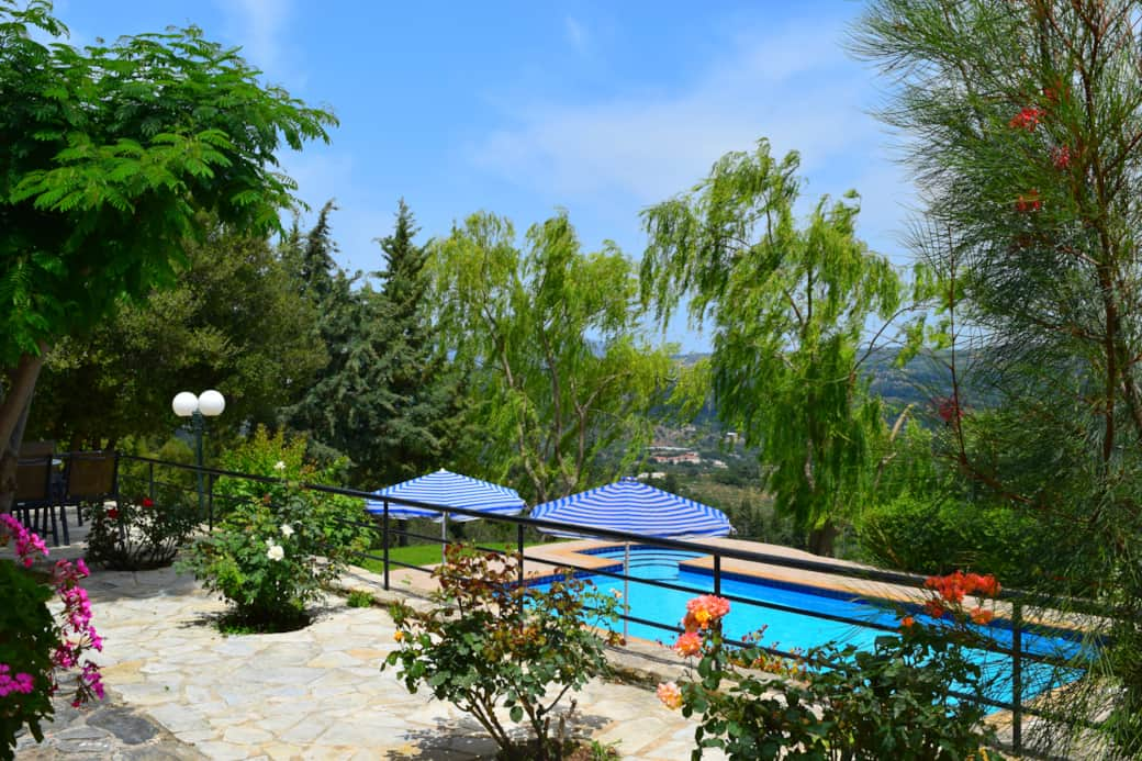 Villa Vaggelio, private pool, view from balcony