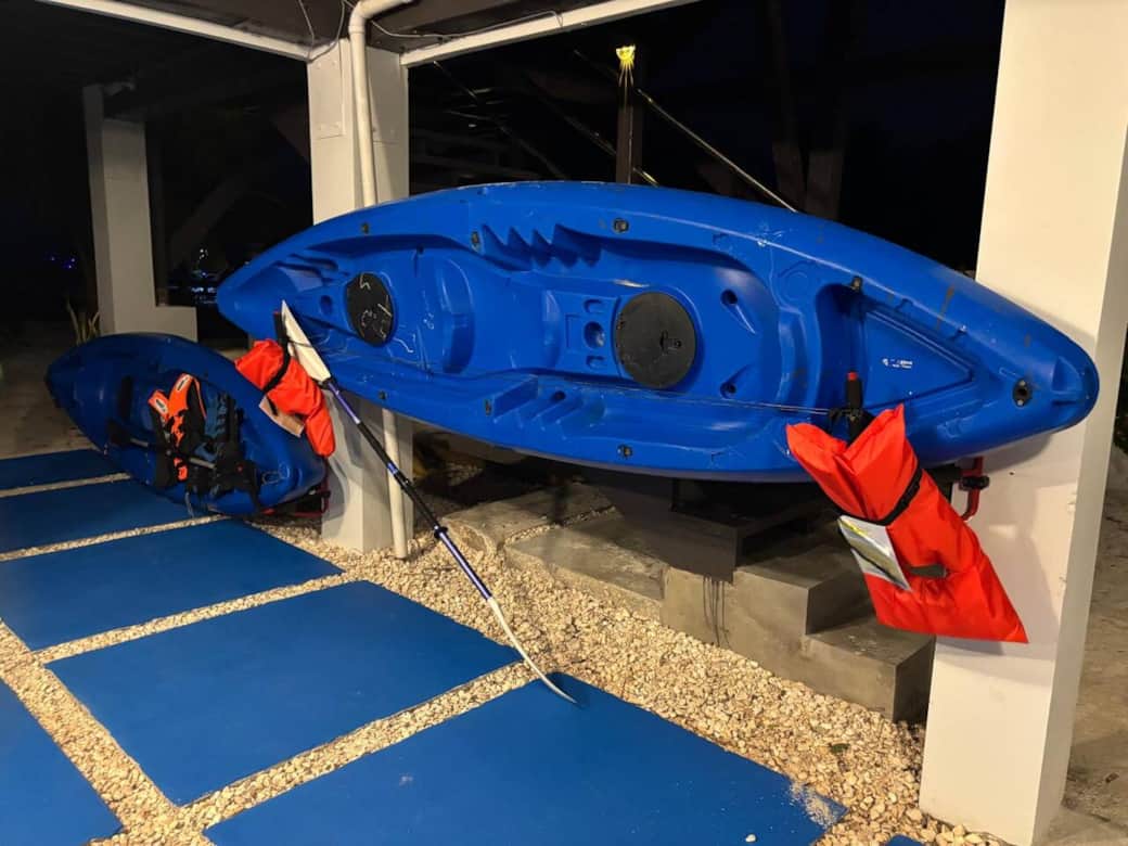 Four double-seater complimentary kayaks are available for guests to explore the waters around the island. These are shared among all units and perfect for a fun and scenic adventure. Four double-seater complimentary kayaks are available for guests to explore the waters around the island. These are shared among all units and perfect for a fun and scenic adventure.