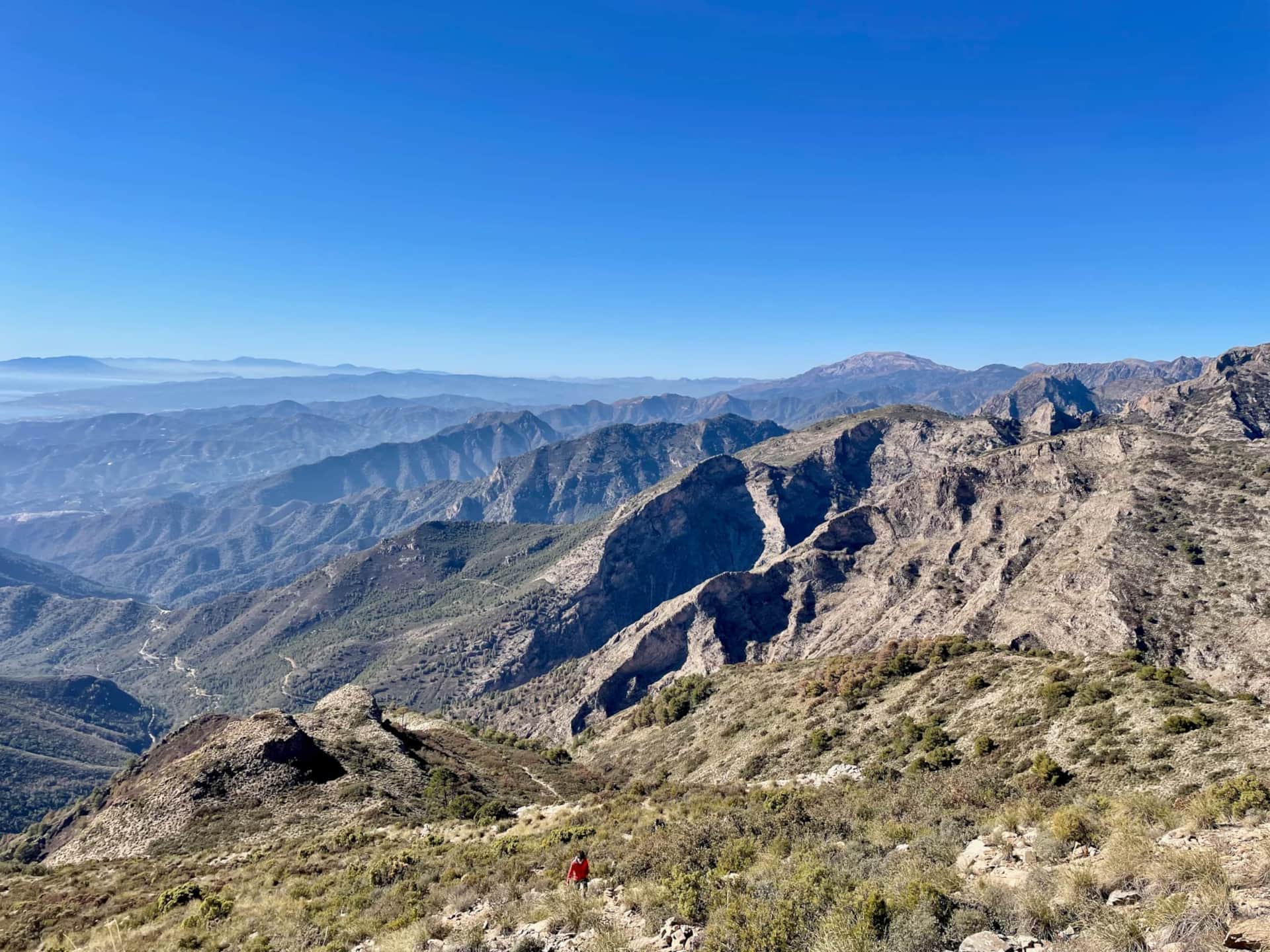 Mountain view from the hike to El Cielo summit in Sierra de Almijara near Costa Tropical Spain