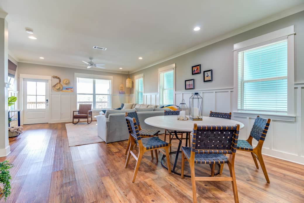 Open concept living and dining area
