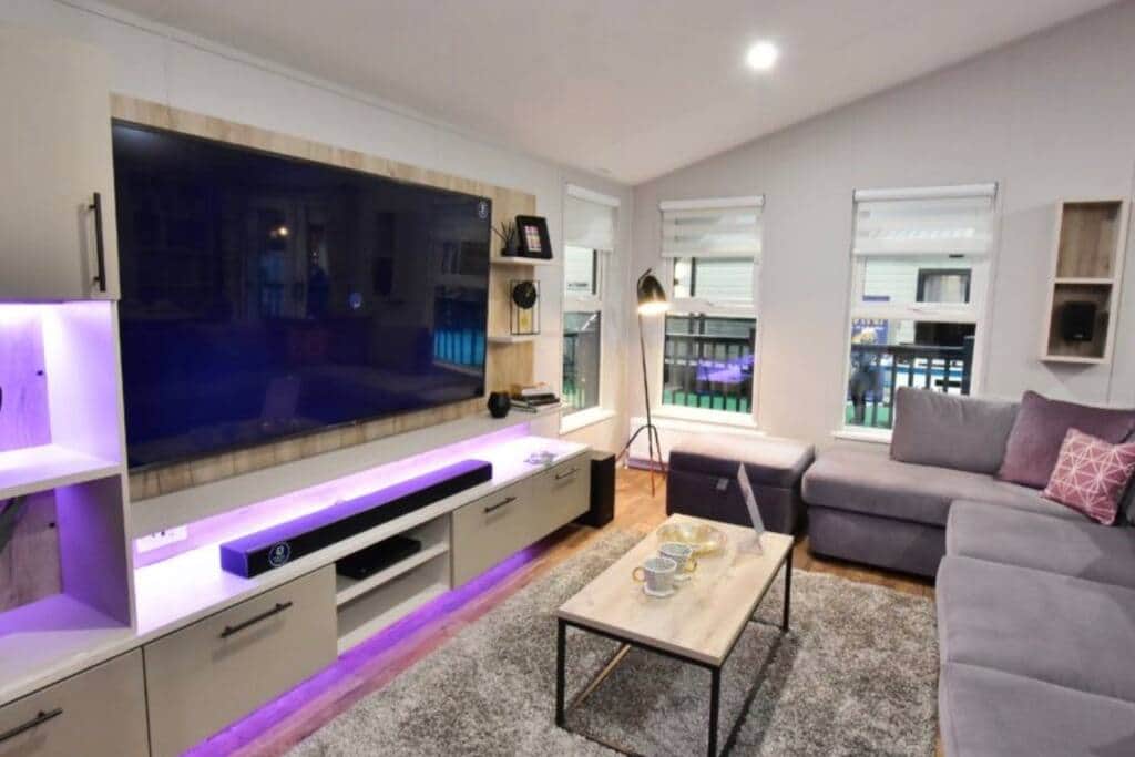 Living room with cinematic surround sound