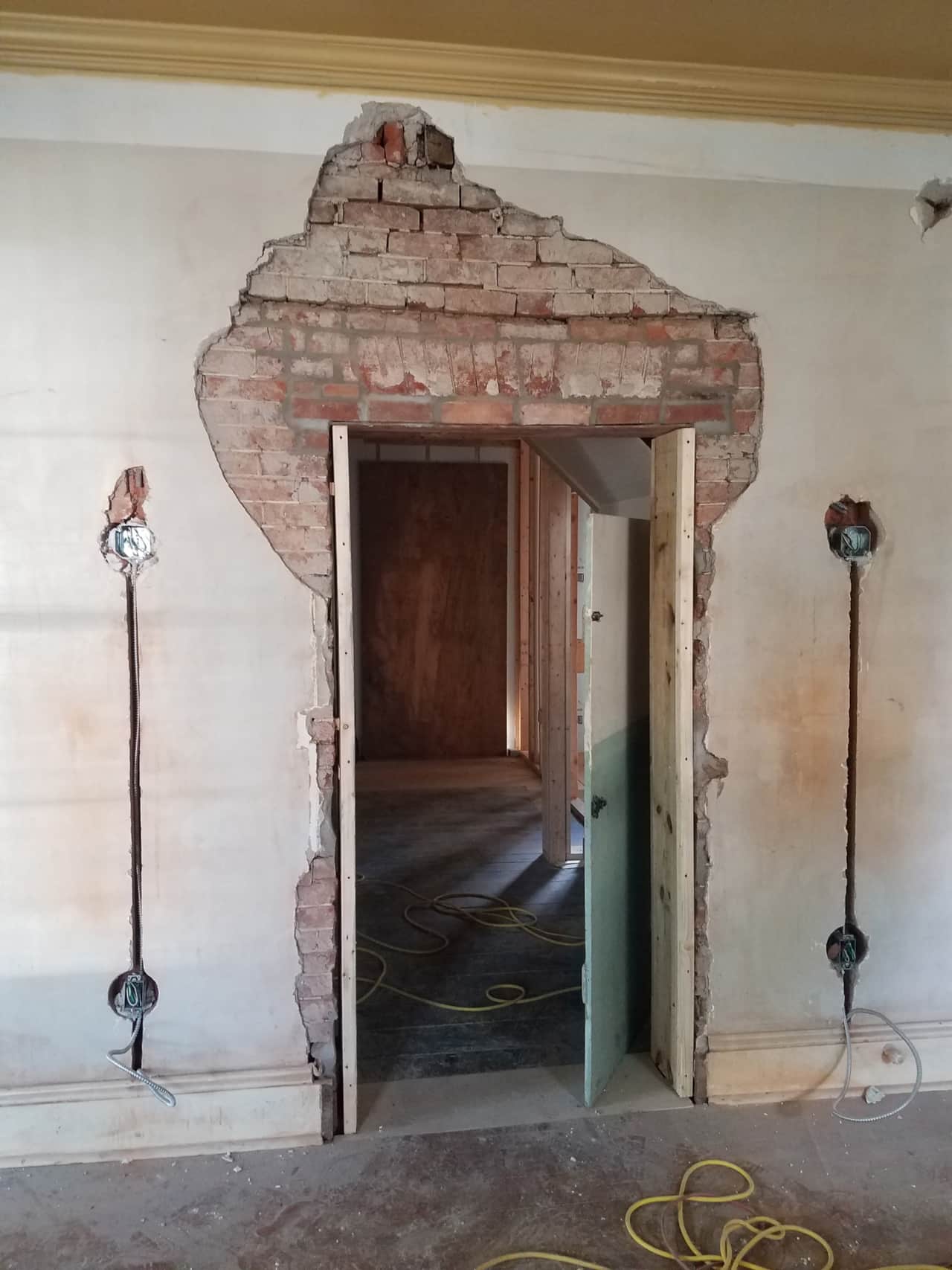 Plaster restoration on old brick