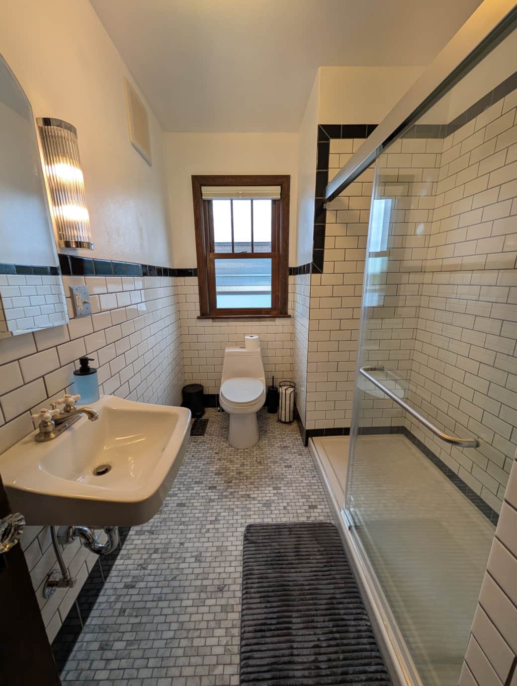 Newly renovated bathroom with walk-in shower