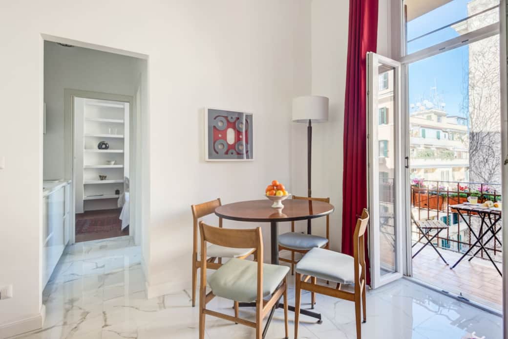 Welcome to Marble Studio Apartment. Living room with private balcony, very bright.