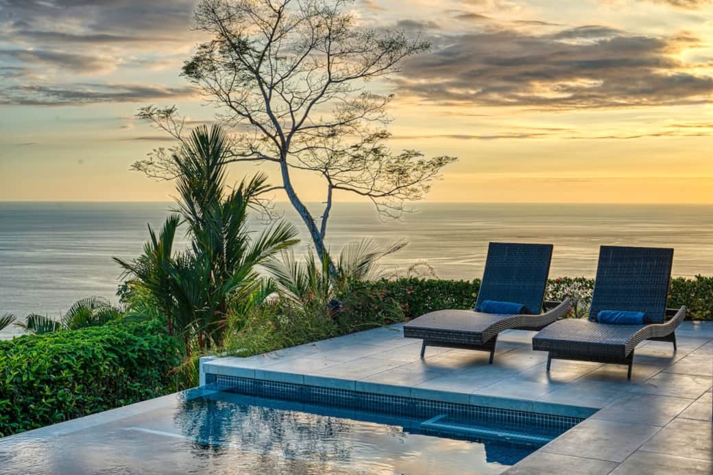 Dramatic sunset views all year long from the pool.