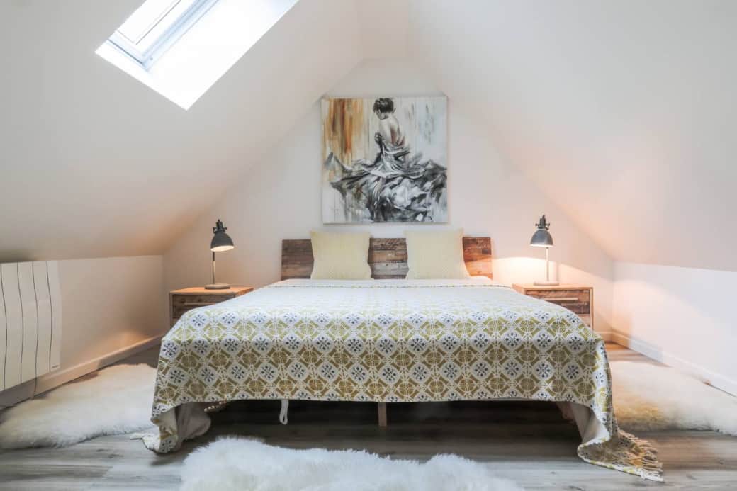 Upstairs bedroom with double bed Upstairs bedroom with double bed