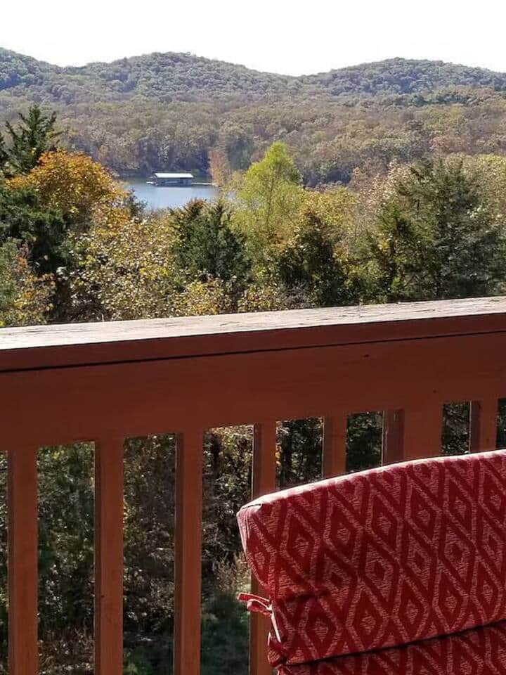 Beautiful back deck with scenic view.